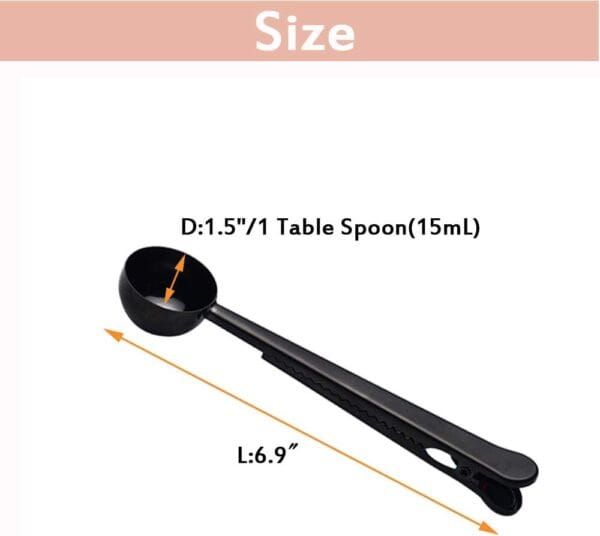 Stainless Steel Black Coffee Scoop w/clip - Image 3